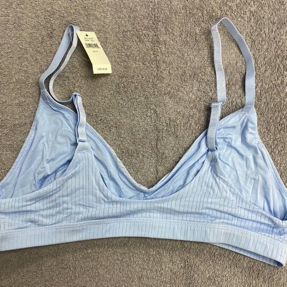 NWT Aerie Modal Ribbed Triangle Bralette - Eyelet Blue - M - Picture 2 of 6